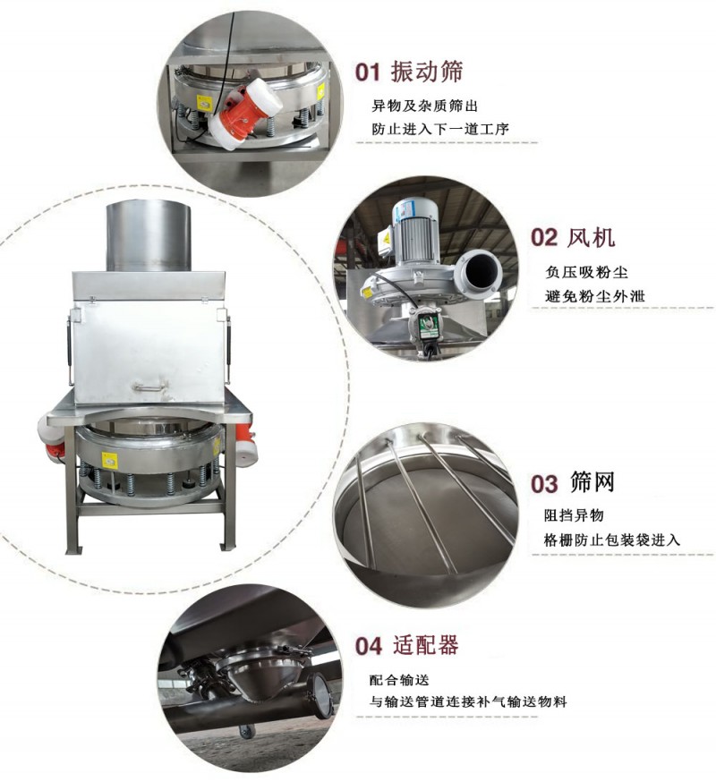 巧克力粉白砂糖粉加料輸送用的無(wú)塵投料站